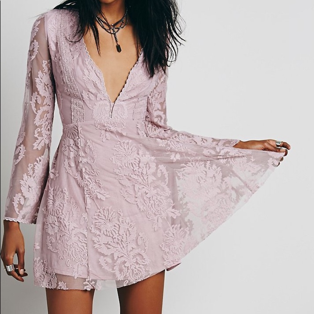 Free people long sleeve lace dress size 8